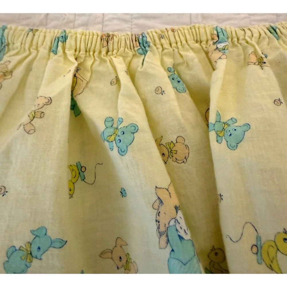 Vintage 1960's Handmade Yellow Baby Crib Skirt Dust Ruffle 16